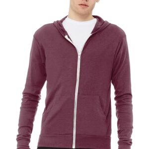BC3939 Unisex Triblend Full Zip Lightweight Hoodie