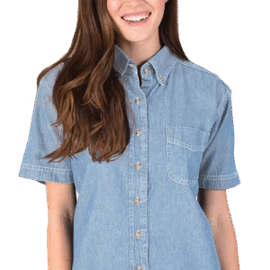Untucked Denim Ladies Short Sleeve 100% Cotton Shirt