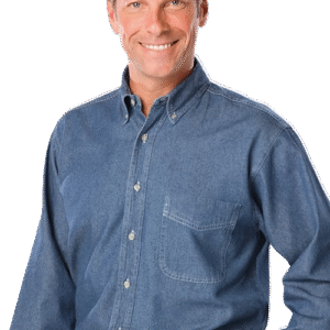 BG8206 Men's Long Sleeve 100% Cotton Denim Shirt