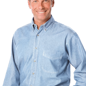 Untucked Tall Long Sleeve 100% Cotton Denim Shirt